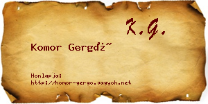 Komor Gergő névjegykártya